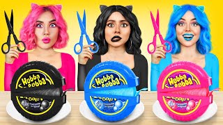 Desafío gastronómico Rosa VS Azul VS Negro  ¡Comida de 1 Color 24 horas Mukbang por RATATA POWER [upl. by Ojybbob]