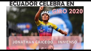 Giro Italia 3a etapa  Jonathan Caicedo celebra [upl. by Airam442]