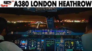 Piloting AIRBUS A380 out of London Heathrow  Cockpit Views [upl. by Eidnarb]