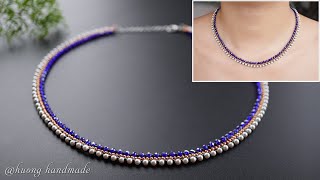 Simple and easy to make beaded necklace for beginners Beading tutorial [upl. by Ardnuasak]