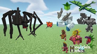 Adapted Arachnida Scape and Run Parasites MOD VS All Mowzies Mobs MOD in MINECRAFT minecraft [upl. by Notsgnik208]