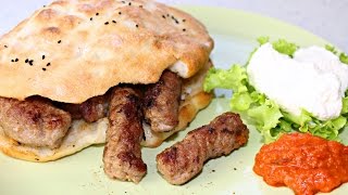 Bosanski ćevapi u domaćim lepinjama sa kajmakom WRITTEN RECIPE IN ENGLISH  INFOBOX [upl. by Marisa676]