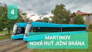 Ostravské tramvaje linka č 4 Martinov  Nová huť již brána [upl. by Burkhard]