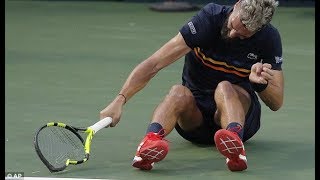 Benoit Paire smashes three rackets before being booed off during loss at the Citi Open [upl. by Koral]