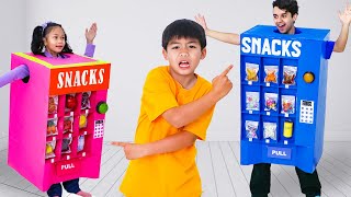 Eric and Andrea Vending Machine Toys at School Kid Stories about Healthy Snacks [upl. by Petunia]