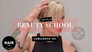 Lowlights 101  Beauty Home School  Haircom By LOreal [upl. by Hafeenah]