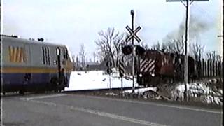 Near Fatal Head on Via Train CP Freight Smithfalls 2 [upl. by Eterg]