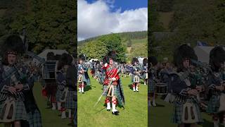 scotlandthebrave as drummajor leads Ballater pipeband on march at 2024 lonachgathering shorts [upl. by Hopfinger333]