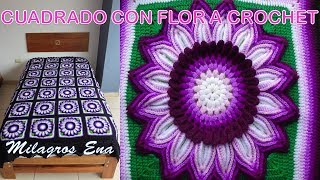 Cuadrado tejido a crochet para colchas y cojines con flores de diversos colores [upl. by Martha]