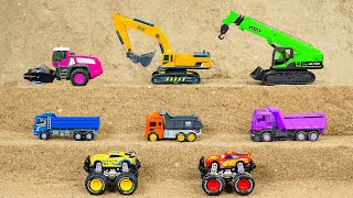 60Diy Minutes tractor mini Bulldozer to making Concrete Road  Construction Vehicles Road Roller [upl. by Narhet]