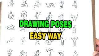 How to draw any poses in 3 minutes  Dynamic Poses  Human Anatomy drawing [upl. by Hedvig]