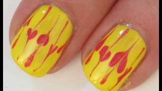 DryDrag Marbling YellowPink Manicure  Nail Art Tutorial [upl. by Hillinck]