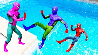 GTA 5 Colorful Spiderman Building Fight JumpsFails RagdollsFunny Moments Ep 3 [upl. by Eeznyl]