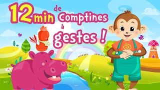 12 min de Comptines à gestes pour bébés ⒹⒺⓋⒶ Chansons avec paroles amp animation [upl. by Yle]