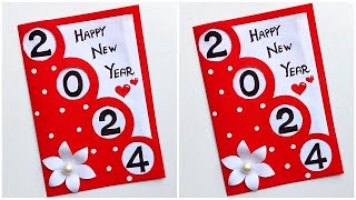 Happy New year card 2024  New year greeting card handmade  DIY New year card 2024 [upl. by Rosenwald796]