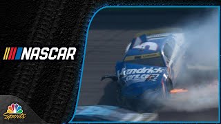 Kyle Larson snaps into outside wall with Chase Briscoe collected at Atlanta  Motorsports on NBC [upl. by Weiner]