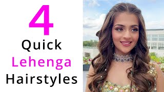 4 Quick amp Simple Hairstyles For Lehenga  Open Hair Hairstyles [upl. by Eido]