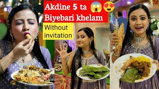 Akdine aksathe 5 ta Biyebari khelam 🤩 without invitation 😱 ft Asparagus Catering Unit [upl. by Bunny]