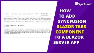 How to Add Syncfusion Blazor Tabs Component to a Blazor Server App [upl. by Namilus449]