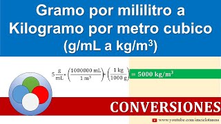 Conversión de gramos por mililitros a kilogramos por metros cúbicos gmL a kgm3 [upl. by Elden177]