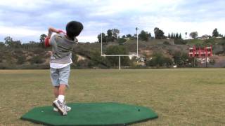 Golf Drills Free Golf Lesson Kids Hit Golf Balls Through Field Goal [upl. by Violetta]