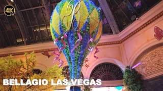 Walk Tour Bellagio Las Vegas view of Fountains Show and Conservatory amp Botanical Gardens [upl. by Akimert851]