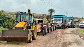 JCB 3dx loading Mud in TATA Tippers amp Tractors  Swaraj 855 Fe  New Holland 3630 4x4 Tractor [upl. by Bastien351]