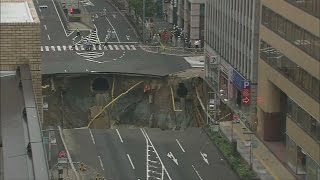 Giant sinkhole in Japan sealed after just one week [upl. by Eenad]