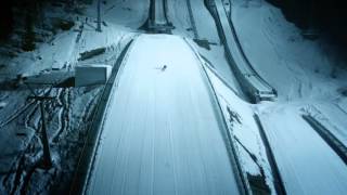 Freeskiing in the ski jump arena from the 1994 Winter Olympics [upl. by Neerhtak]