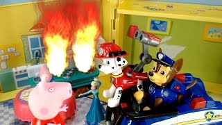 Patrulha Canina salva Pig George e Elsa Frozen do Incêndio na casa da Peppa Em Português [upl. by Assertal129]