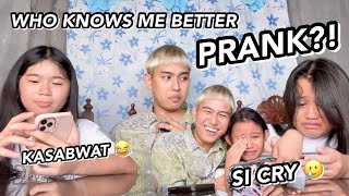 WHO KNOWS ME BETTER PRANK PURO MALI SI CHLOE UMIYAK 🤣😭  Grae and Chloe [upl. by Anotyal]