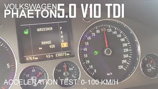 VW Phaeton 50 V10 TDI  0100 kmh acceleration test [upl. by Thom]