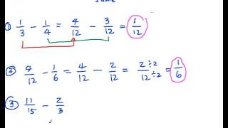 SF2 Subtraction of Fractions Dissimilar Fractions [upl. by Justine555]