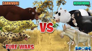 Carnivore vs Herbivore Animals Turf War  Carnivore Animal vs Herbivore Animals S1  SPORE [upl. by Yolande]