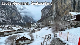 Lauterbrunnen Switzerland 4K  Walking in the snow in the most beautiful Swiss village [upl. by Diaz]