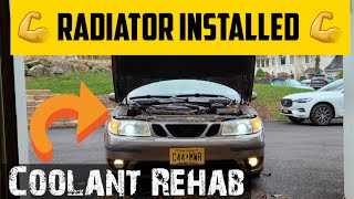 Installing a New Radiator into my 200k mile Saab 95 Aero Full System Service [upl. by Mandell]