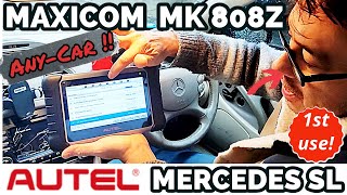 Autel MaxiCOM MK808Z Diagnostic OBD2 Scanner First Use Overview on Mercedes SL [upl. by Ytinav]