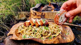 For Pasta FANS ONLY Chicken alfredo ASMRcooking4K Relaxing sounds Nature [upl. by Hammock438]