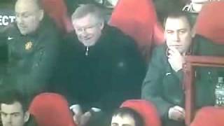 alex ferguson laughing at berbatov  Man U vs Marseille 031511 [upl. by Nuawaj129]