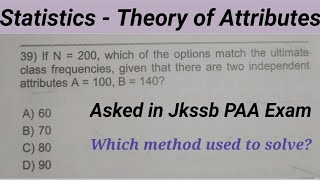 mcqs on theory of attributes statistics jkssb faa junior statistical assistant [upl. by Nissa]