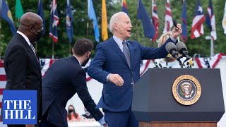 VIRAL moment Joe Biden repeatedly interrupted by protesters at Georgia rally [upl. by Eittol]