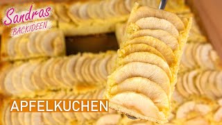 Apfel Schmand Kuchen vom Blech  Apfelkuchen Rezept in 10 min [upl. by Elreath405]