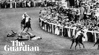 Suffragette Emily Davison knocked down by Kings horse at Epsom [upl. by Zaccaria839]