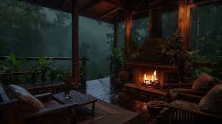 Serene Night Rain Cozy vs Fireplace and Sounds for a Relaxing Weekend [upl. by Huskamp]