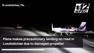 Plane makes precautionary landing on road in Loxahatchee due to damaged propeller [upl. by Aundrea]