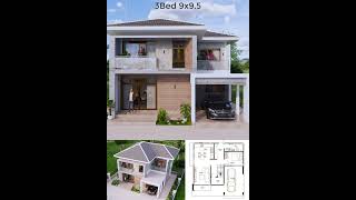 30x31 Feet Small House Design 9x95 Meter 3 Bedrooms Hip Roof homedesign housedesign homeplan [upl. by Hicks]