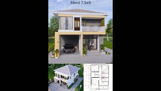 25x35 Small House Plan 75x9 Meter 3 Bedrooms Hip Roof homedesign housedesign houseplans [upl. by Fagin]