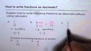 01 How to Write Fractions as Decimals in Tenths [upl. by Ferguson754]