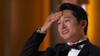 Steven Yeun Wins Best Male Actor  LimitedAnthology Series or TV Movie I 81st Annual Golden Globes [upl. by Timus]