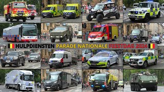 NATIONALE FEESTDAG BRUSSEL 2024  Enorme parade van 150± Militaire en Hulpdienstenvoertuigen 🇧🇪 [upl. by Hamlet]